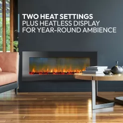 Cambridge 56-in W Black Fan-forced Electric Fireplace