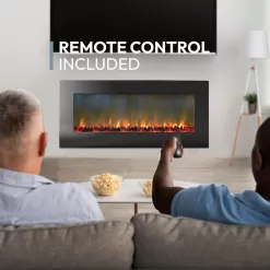 Cambridge 56-in W Black Fan-forced Electric Fireplace