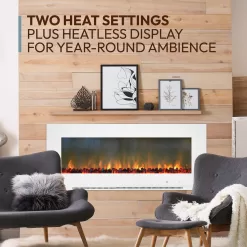 Cambridge 56-in W White Fan-forced Electric Fireplace