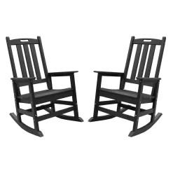 VEIKOUS 2-Piece Black HDPE Rocking Chair Set - Sturdy and Weather Resistant Patio Conversation Set