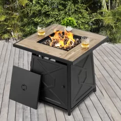 Nuu Garden 28.15-in W 50000-BTU Black Tabletop Iron Propane Gas Fire Pit Table