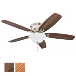 Honeywell Glen Alden 52-in Brushed Nickel Indoor Flush Mount Ceiling Fan with Light (5-Blade)