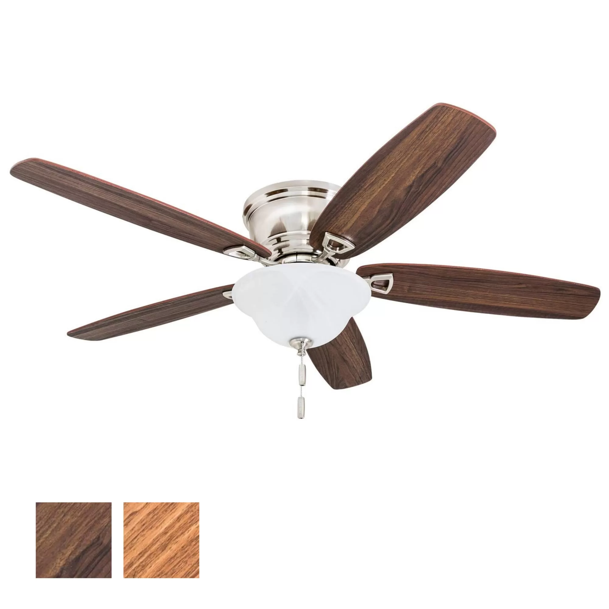 Honeywell Glen Alden 52-in Brushed Nickel Indoor Flush Mount Ceiling Fan with Light (5-Blade)