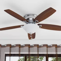 Honeywell Glen Alden 52-in Brushed Nickel Indoor Flush Mount Ceiling Fan with Light (5-Blade)