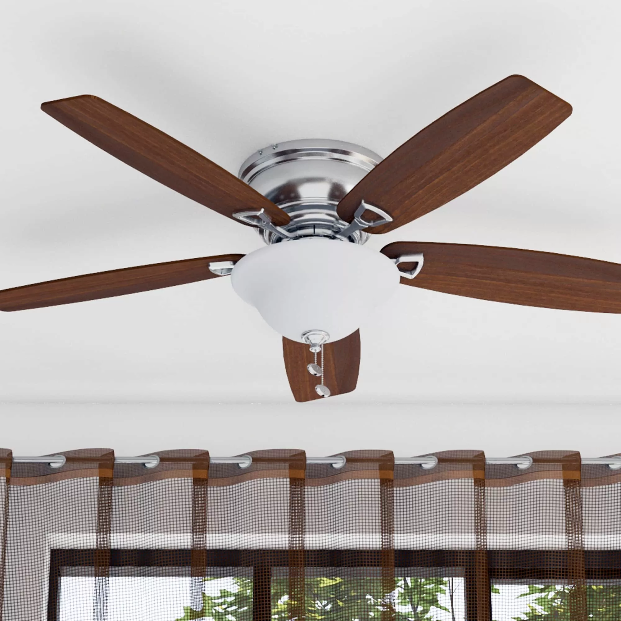 Honeywell Glen Alden 52-in Brushed Nickel Indoor Flush Mount Ceiling Fan with Light (5-Blade)