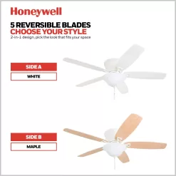 Honeywell Glen Alden 52-in White Indoor Flush Mount Ceiling Fan with Light (5-Blade)