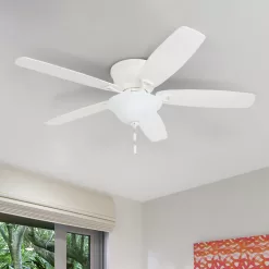 Honeywell Glen Alden 52-in White Indoor Flush Mount Ceiling Fan with Light (5-Blade)