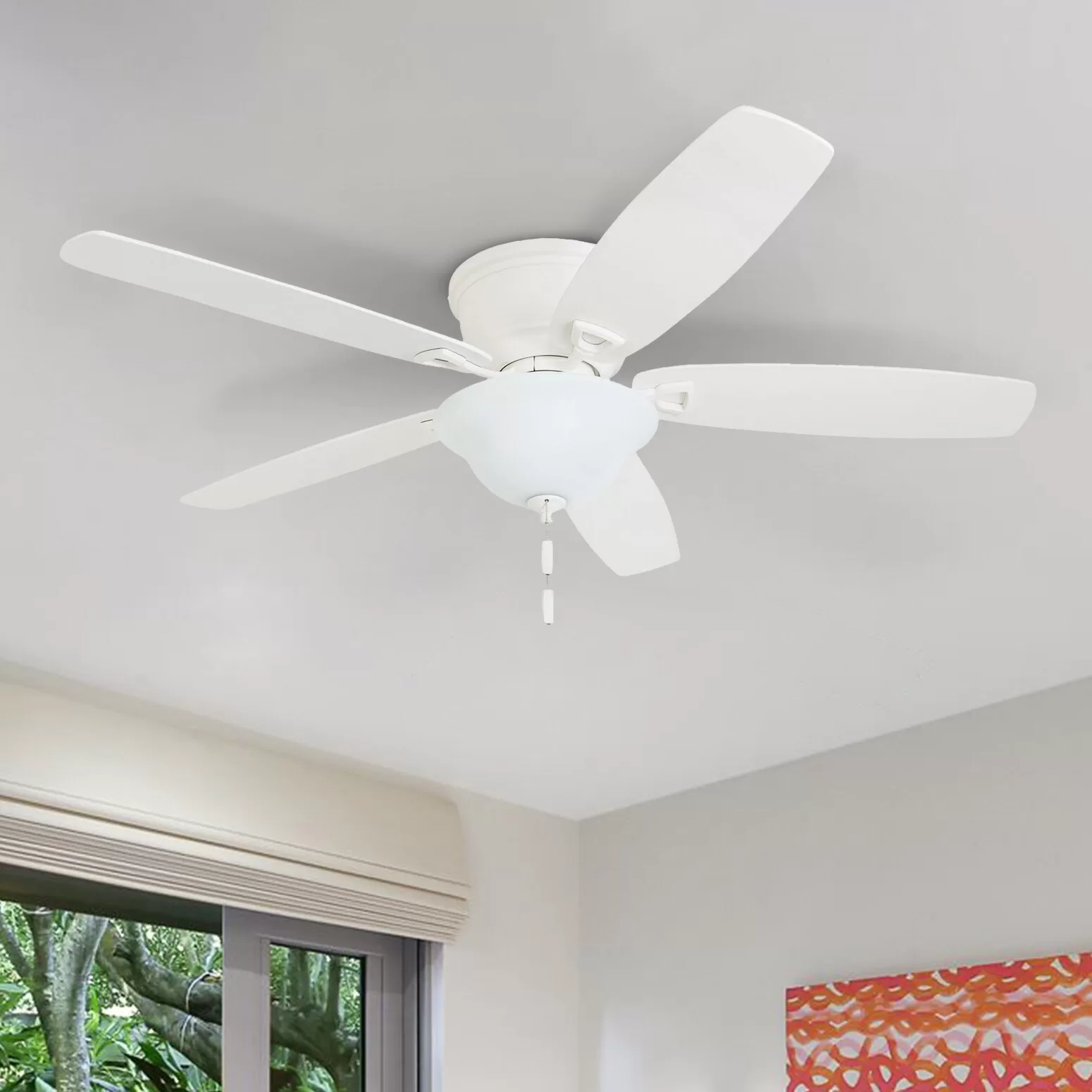 Honeywell Glen Alden 52-in White Indoor Flush Mount Ceiling Fan with Light (5-Blade)