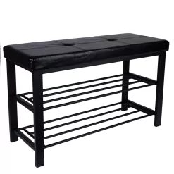 Simplify Modern Black Storage Bench with Storage 32-in x 12.6-in x 18-in
