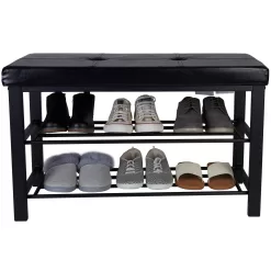 Simplify Modern Black Storage Bench with Storage 32-in x 12.6-in x 18-in