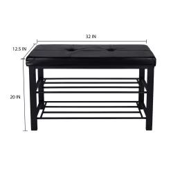 Simplify Modern Black Storage Bench with Storage 32-in x 12.6-in x 18-in