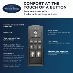 Harbor Breeze Boltz III Easy2Hang 52-in Matte Black Color-changing Indoor Ceiling Fan with Light and Remote (5-Blade)