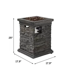 CASAINC Fire Pit Table 18-in W 30000-BTU Gray Portable Stainless Steel Propane Gas Fire Pit Table