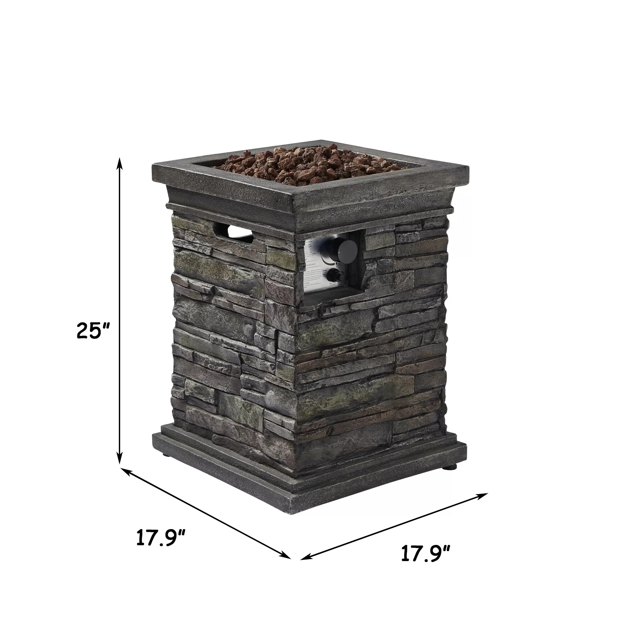 CASAINC Fire Pit Table 18-in W 30000-BTU Gray Portable Stainless Steel Propane Gas Fire Pit Table