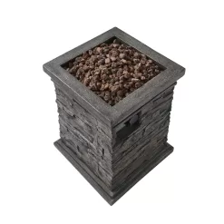 CASAINC Fire Pit Table 18-in W 30000-BTU Gray Portable Stainless Steel Propane Gas Fire Pit Table
