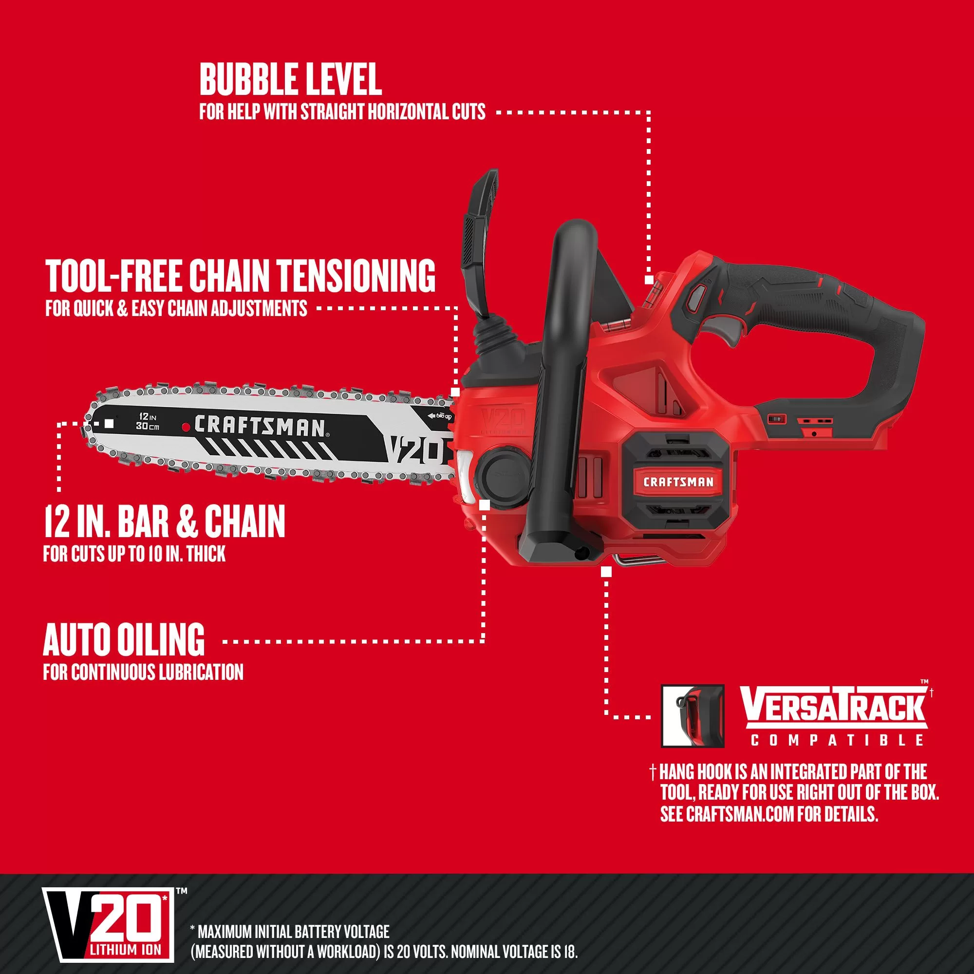 CRAFTSMAN V20 20-volt 10-in Battery Chainsaw (Battery and Charger Not Included)