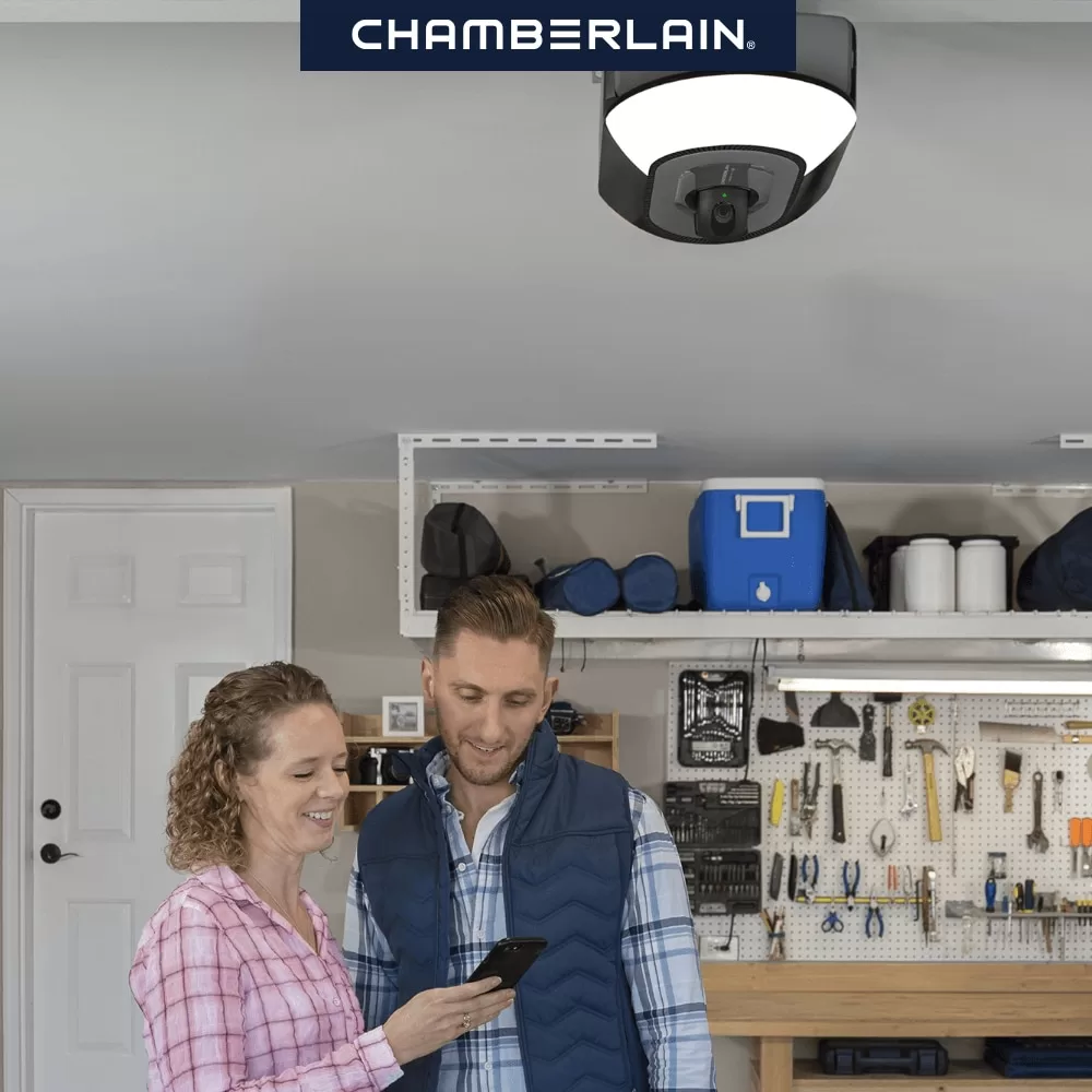 Chamberlain 1-1/4 Hps myQ and Secure View Smart Belt Drive Garage Door Opener Wi-fi Compatibility Battery Back-up LED Light and Camera(s)
