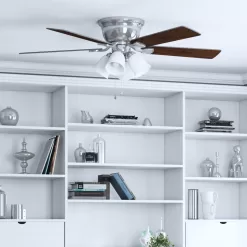 Harbor Breeze Centreville 52-in Brushed Nickel Indoor Flush Mount Ceiling Fan with Light (5-Blade)