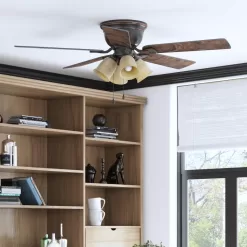Harbor Breeze Centreville 52-in Oil-Rubbed Bronze Indoor Flush Mount Ceiling Fan with Light (5-Blade)
