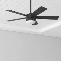 Harbor Breeze Boltz III Easy2Hang 52-in Matte Black Color-changing Indoor Ceiling Fan with Light and Remote (5-Blade)