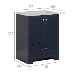 Diamond NOW Cassidy 24-in Deep Blue Single Sink Bathroom Vanity with White Cultured Marble Top