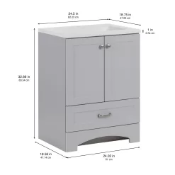 Diamond NOW Cassidy 24-in Pearl Gray Single Sink Bathroom Vanity with White Cultured Marble Top