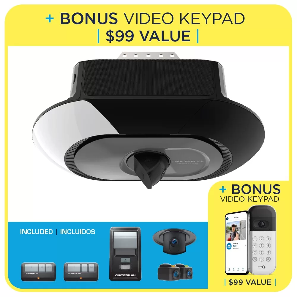 Chamberlain 3/4 Hps myQ and Secure View Smart Belt Drive Garage Door Opener Wi-fi Compatibility LED Light and Camera(s)
