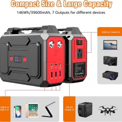 Apowking 146Wh Portable Power Bank with AC Outlet & 40W Foldable Solar Panel