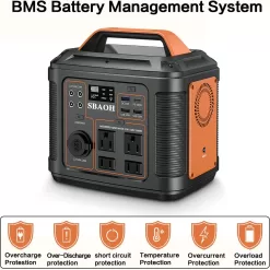SBAOH Portable Power Station, 300W 296Wh Solar Generator Quick Charge / 110V AC Outlets/DC Ports and LED Flashlight