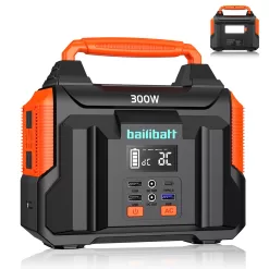 Portable Power Station 300W(Peak 600W), BailiBatt 257Wh 8-Port Portable Generator with Flashlight