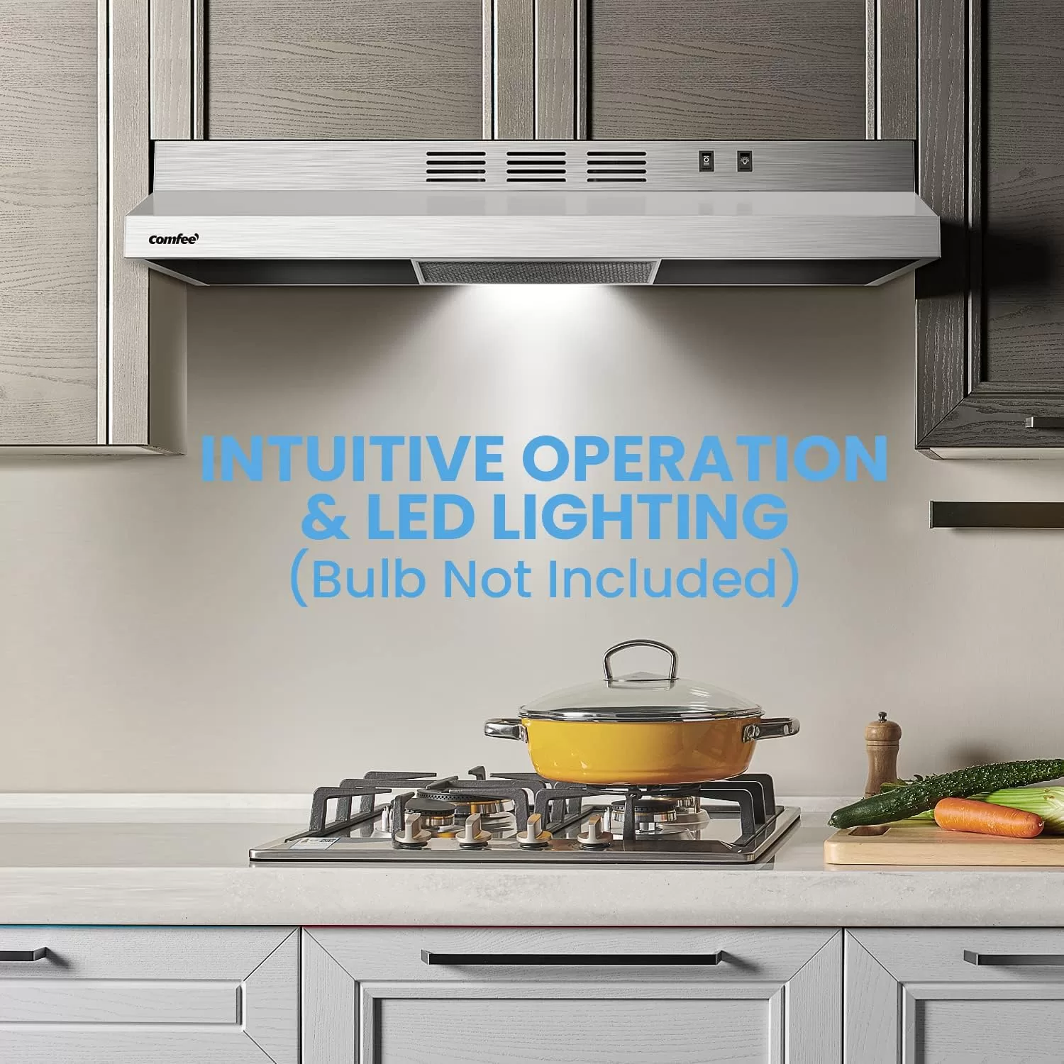 Comfee CVU30W2AST Range Hood 30 Inch Ducted Ductless Vent Hood Durable Stainless Steel Kitchen Hood