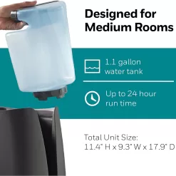 Honeywell Cool Moisture Humidifier, Medium Room, 1.1 Gallon Tank, Black