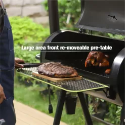 MFSTUDIO Heavy Duty Smoker, X-Large Charcoal Grill with Offset Smoker, 942 sq.in. Cooking Area, For Outdoor Camping Family & Friends Gathering, Black