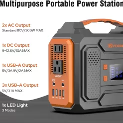 ZeroKor Portable Solar Generator, 300W Portable Power Station with Foldable 60W Solar Panel