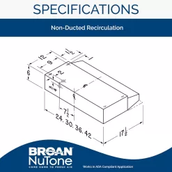 Broan-NuTone 413004 Non-Ducted Ductless Range Hood with Lights Exhaust Fan for Under Cabinet, 30-Inch, Stainless Steel