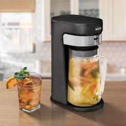 wirsh Iced Tea Maker with 85 Ounce Pitcher, Strength Control and Reusable Filter, Black