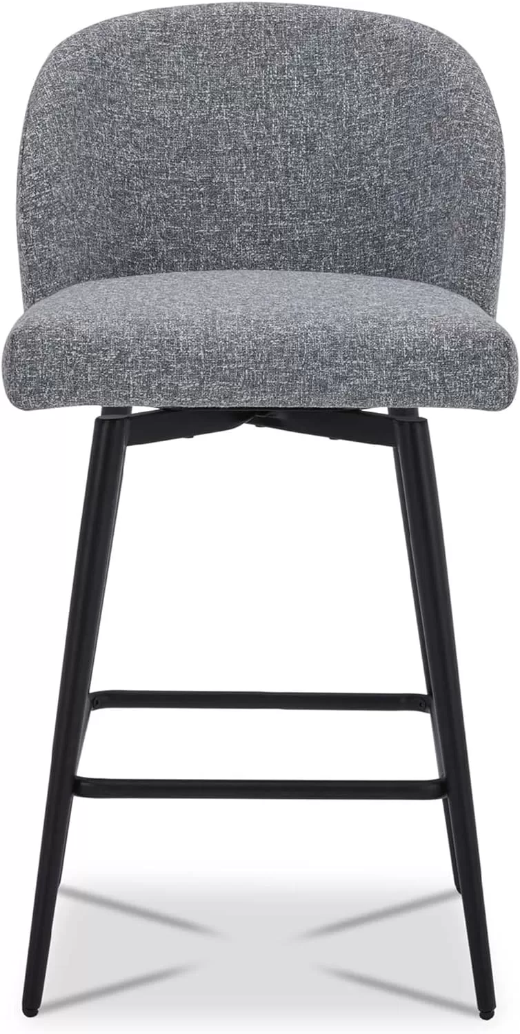 Watson & Whitely Counter Height Bar Stools Set of 3, 26" H Seat Height, Fabric in Grey (Multi-Colored)