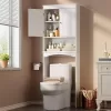 Gizoon Over The Toilet Storage Cabinet with Adjustable Shelf and Double Doors - White