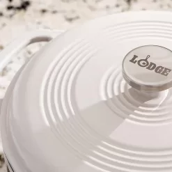 Lodge 6 Quart Enameled Cast Iron Dutch Oven with Lid – Oyster White