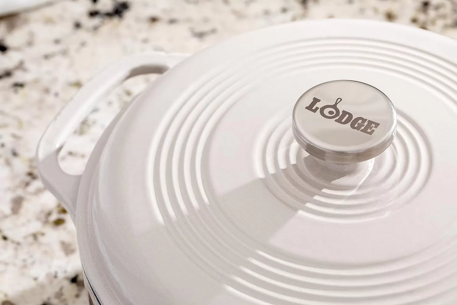 Lodge 6 Quart Enameled Cast Iron Dutch Oven with Lid – Oyster White