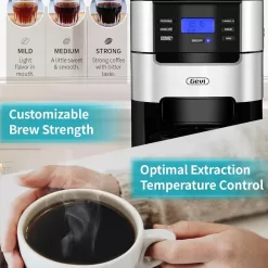 10-Cup Programmable Grind & Brew Coffee Maker with Built-In Burr Grinder, Large 1.5L Water Tank, Keep Warm Plate