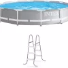 Intex 12 Foot Prism Frame Above Ground Swimming Pool w/ Pump & Pool Ladder
