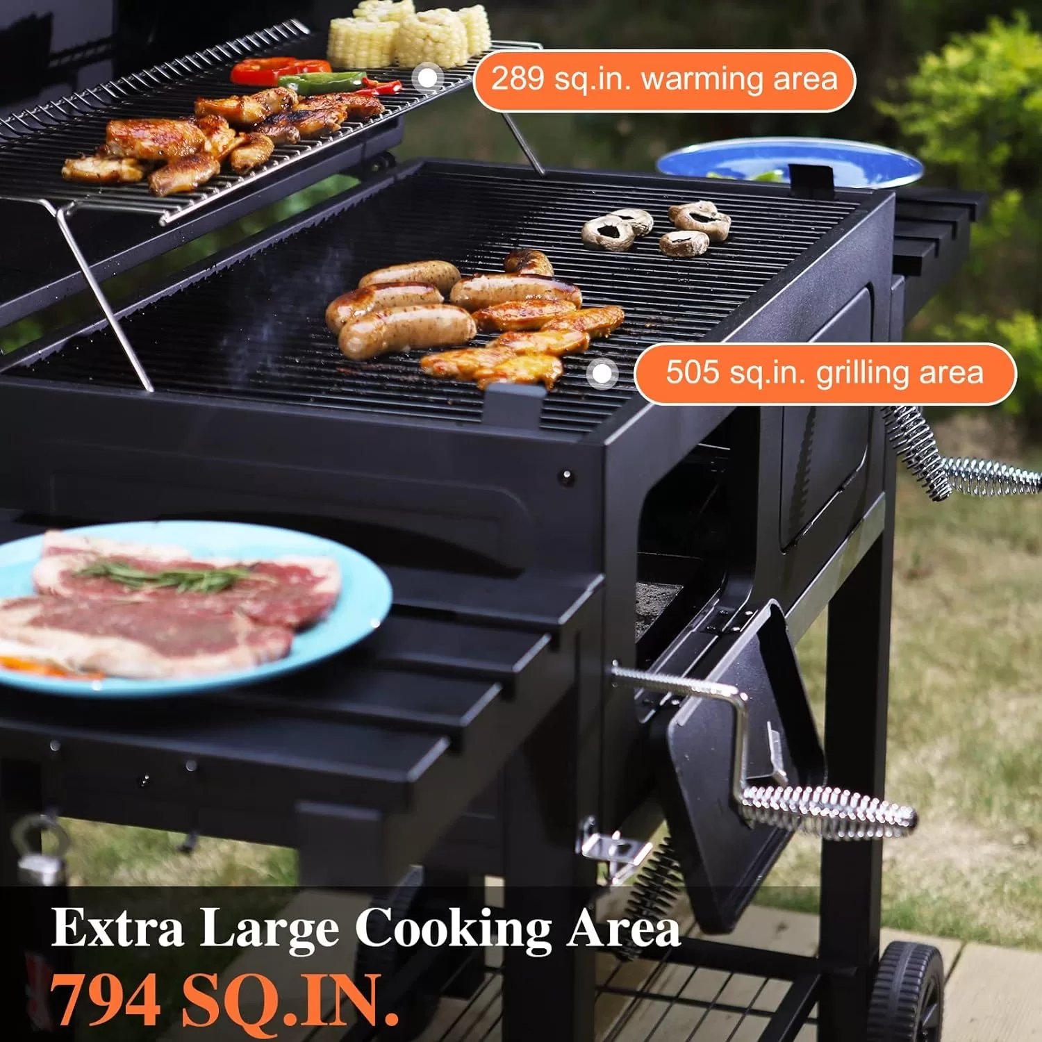 Sophia & William Extra Large Charcoal BBQ Grills with 794 SQ.IN. Cooking Area, Outdoor Barbecue Grill