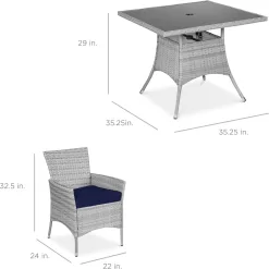Best Choice Products 5-Piece Indoor Outdoor Wicker Dining Set Furniture - Navy