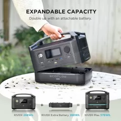 EF ECOFLOW RIVER 288Wh Portable Power Station,3 x 600W(Peak 1200W) AC Outlets & LED Flashlight