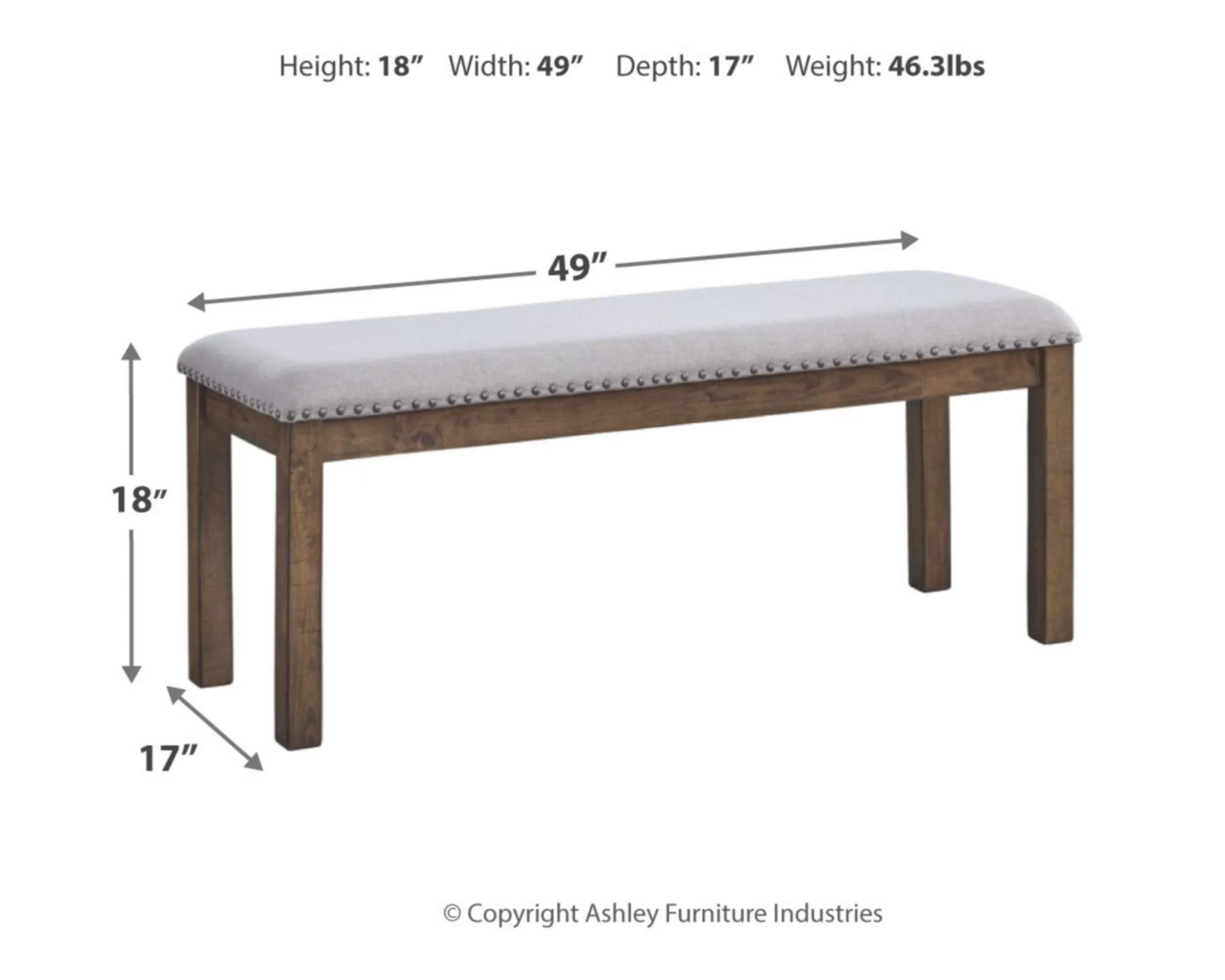Signature Design by Ashley Moriville Casual Rustic Upholstered Dining Bench, Grey & Brown