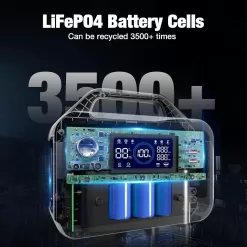 GRECELL Portable Power Station 300W, 230Wh LiFePO4 (LFP) Battery