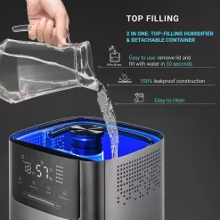 Hupro Top Fill Cool Mist & Warm Mist Humidifier for Large Room Home Bedroom Living Room 4L Big Capacity