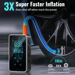 Tire Inflator Portable Air Compressor - Air Pump for Car - 18000mAh Electric Air Compressor (Black)