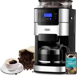 10-Cup Programmable Grind & Brew Coffee Maker with Built-In Burr Grinder, Large 1.5L Water Tank, Keep Warm Plate